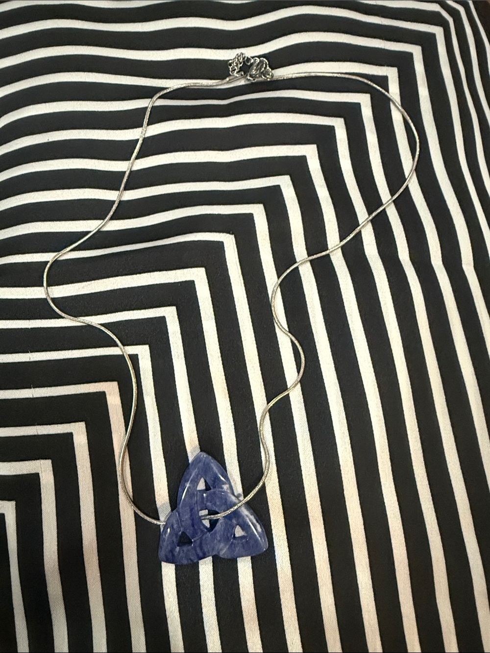 Blue Triangular Pendant Necklace - Unknown Brand